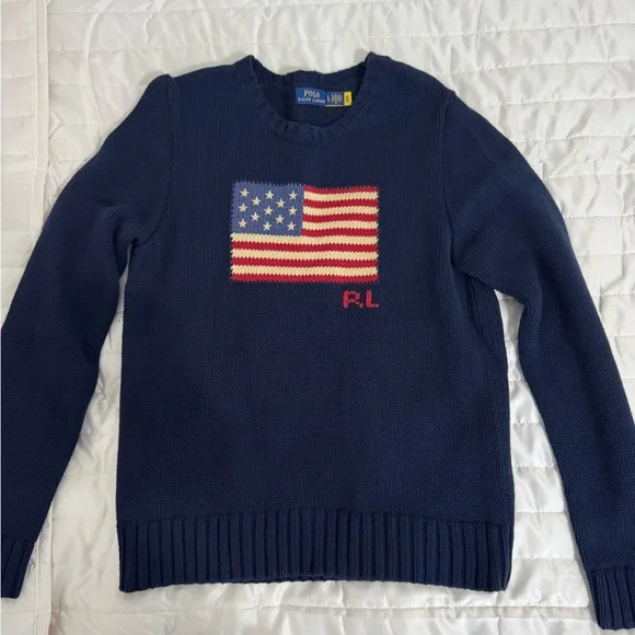 Polo by Ralph Lauren Navy Sweater with American Flag - Picture 1 of 2
